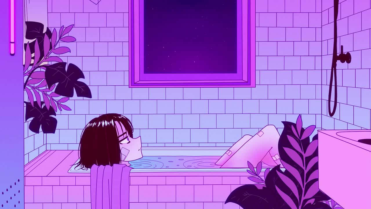 Tranquil Anime Bath Time Wallpaper