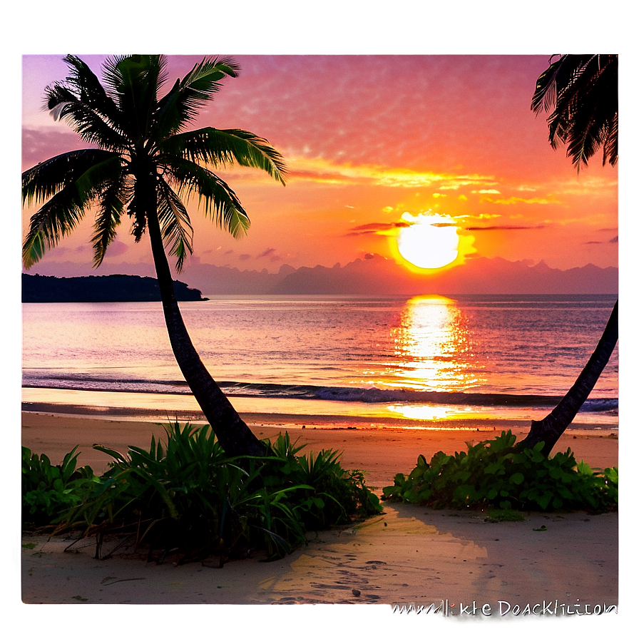 Tranquil Beach Sunset Png Kcx PNG