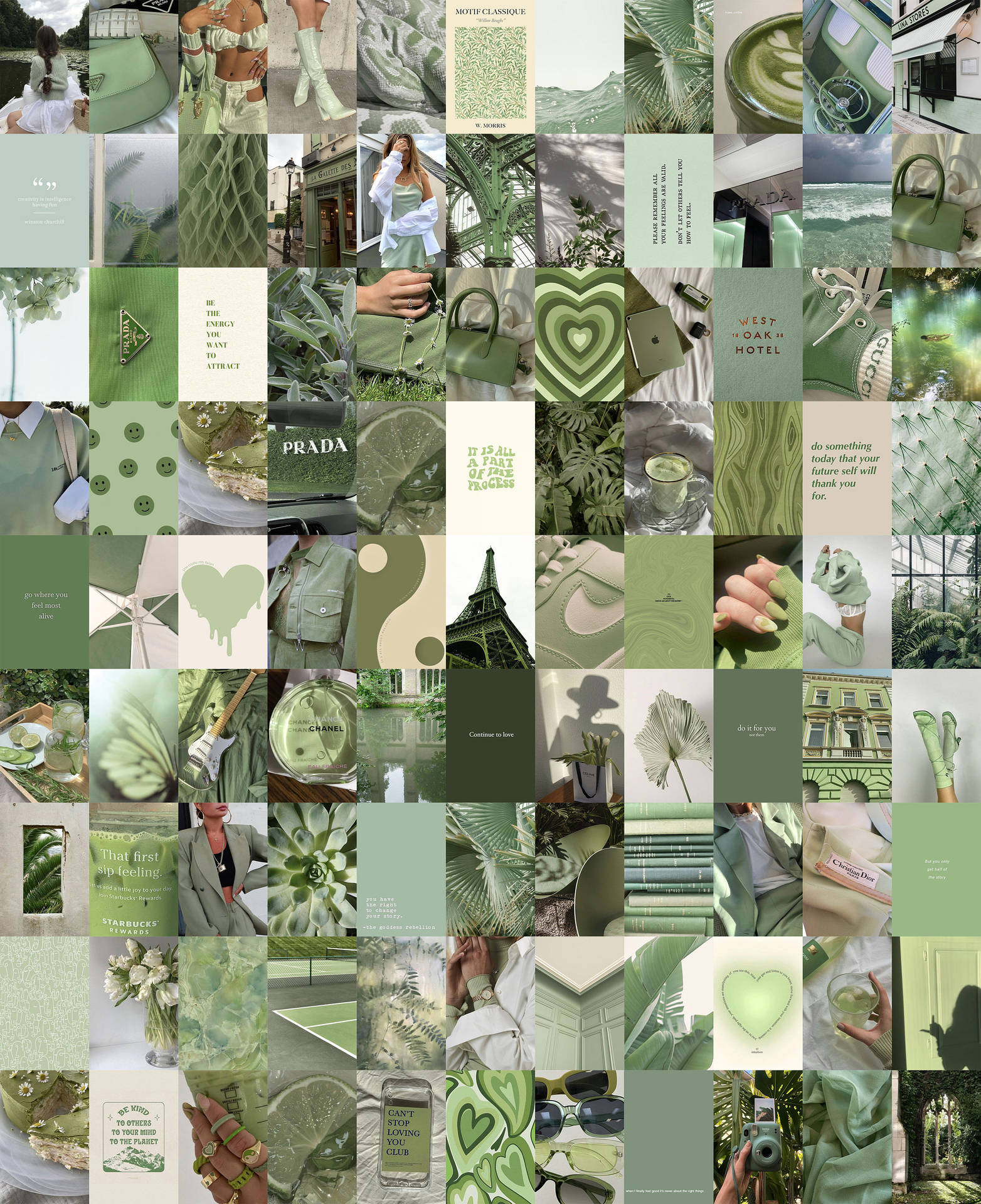Tranquil Green Collage Wall Art Wallpaper