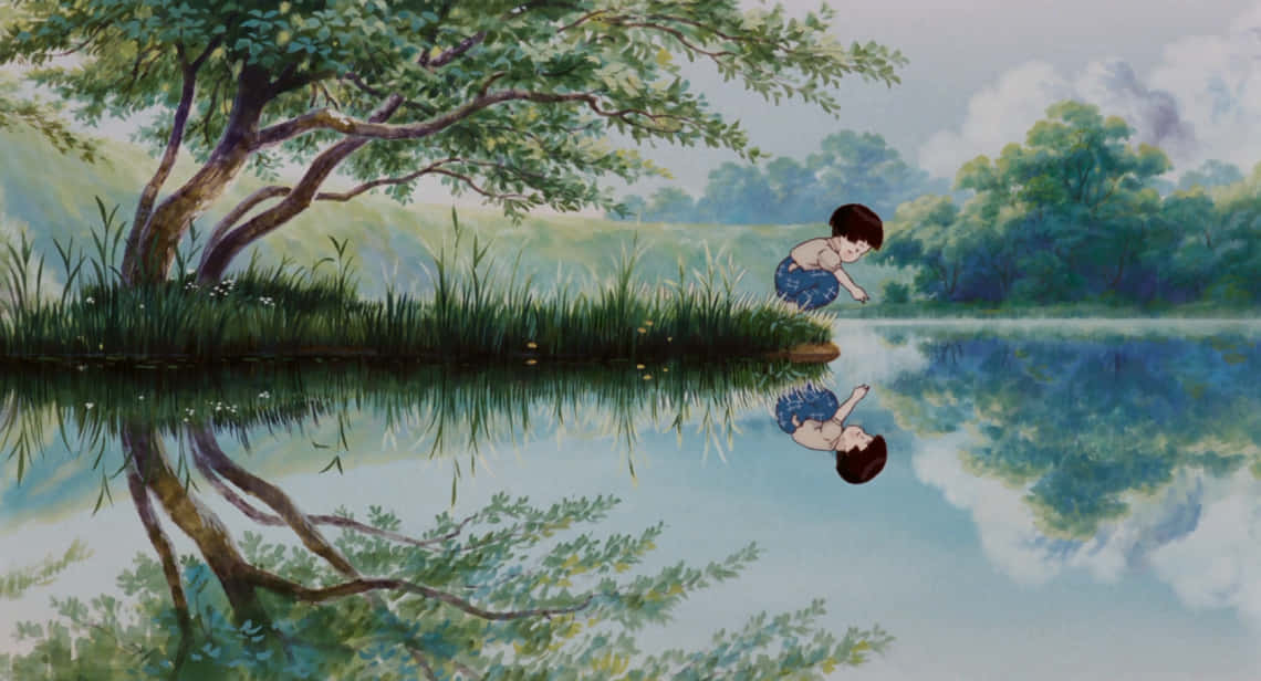 Tranquil_ Lake_ Reflection_ Anime_ Scene Wallpaper