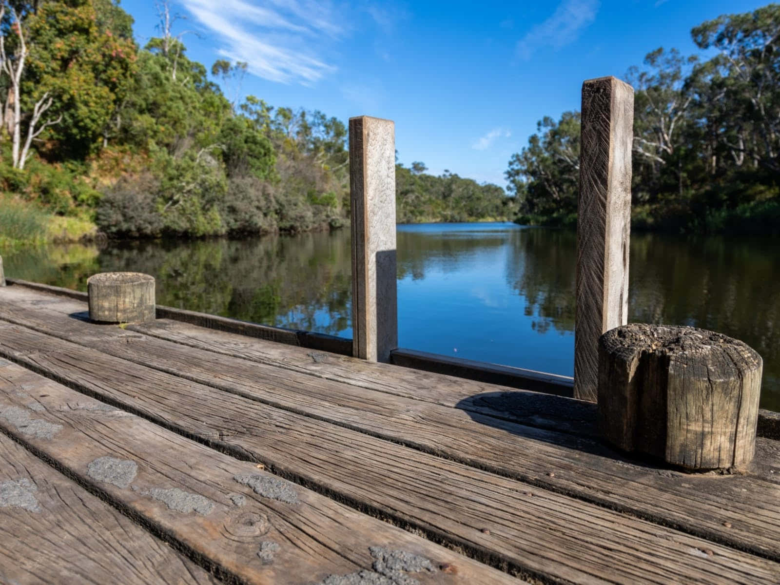Tranquil Lake Viewfrom Wooden Jetty Wallpaper