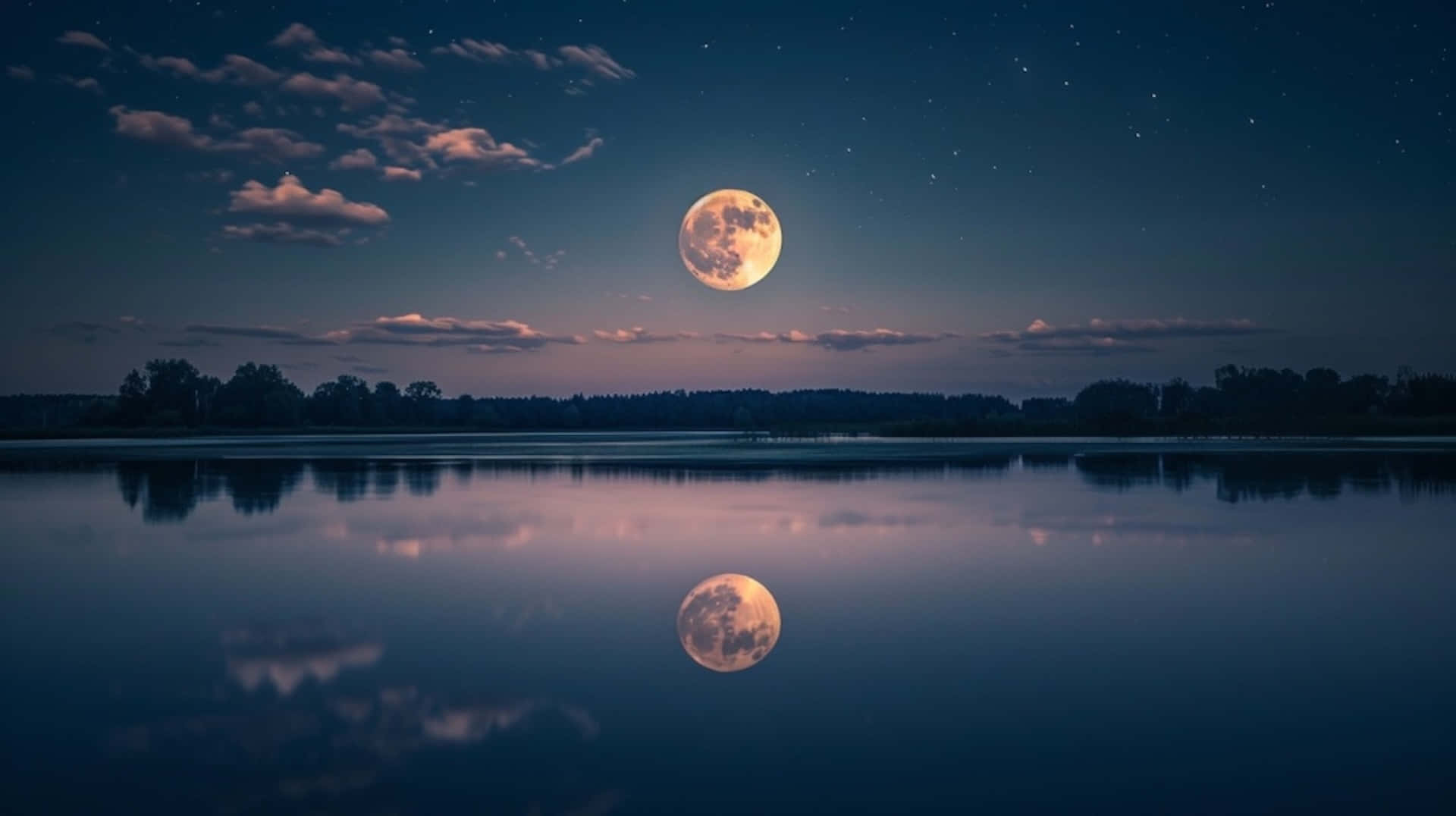 Tranquil Moonrise Over Water Wallpaper