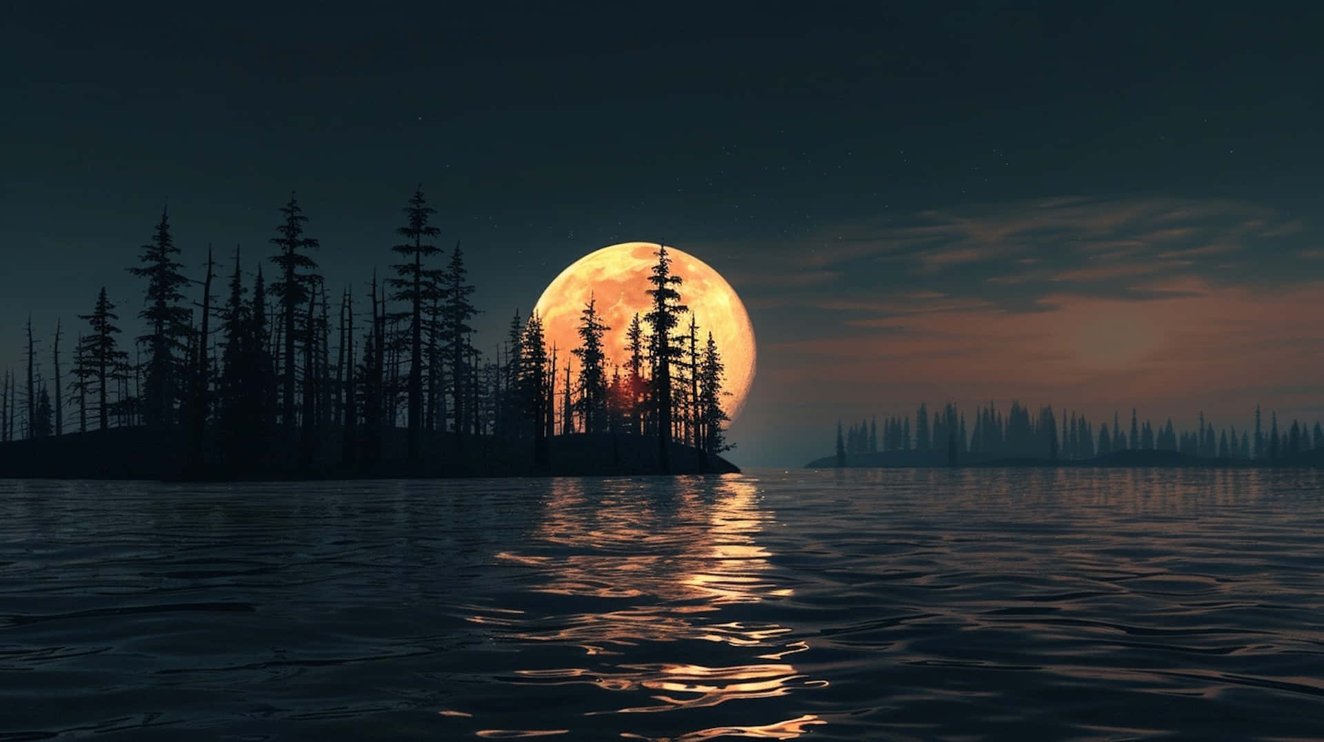 Tranquil_ Moonset_ Over_ Water Wallpaper
