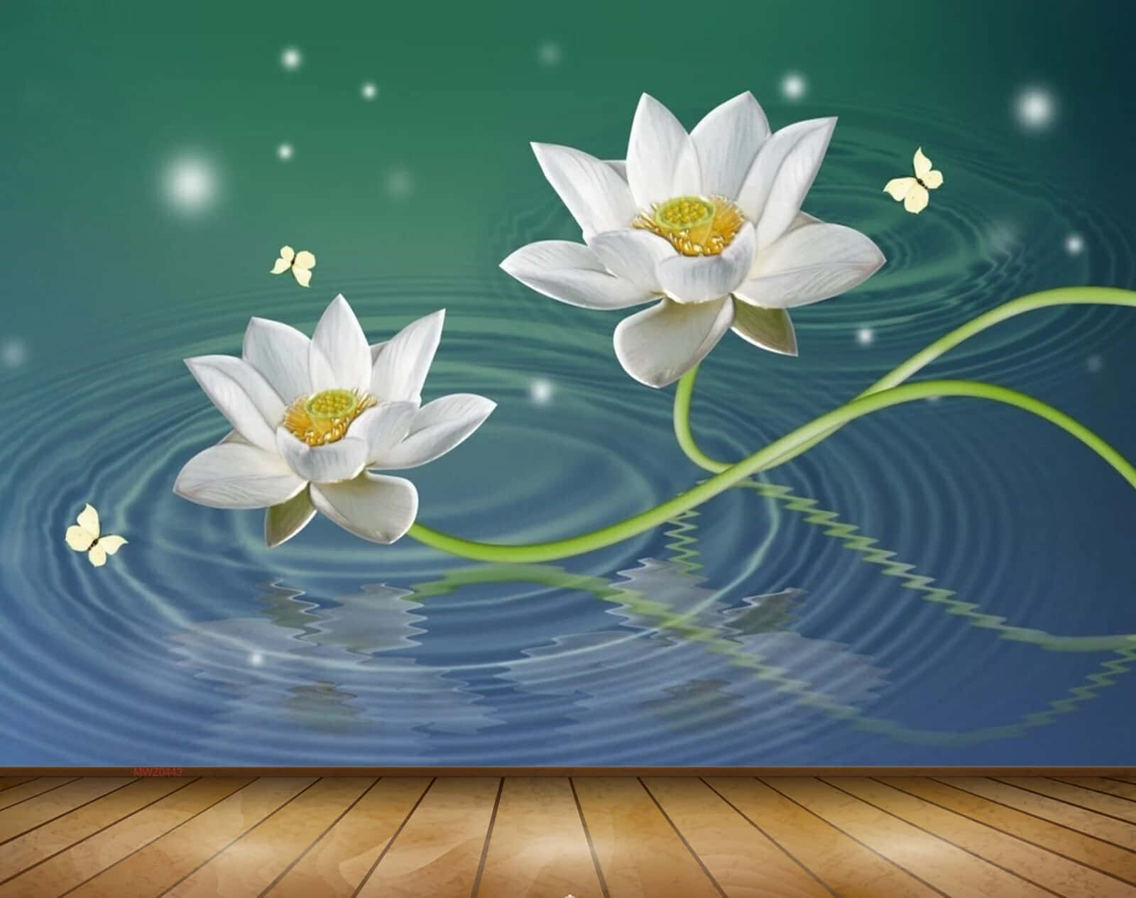 Tranquil White Lotus Pond Wallpaper