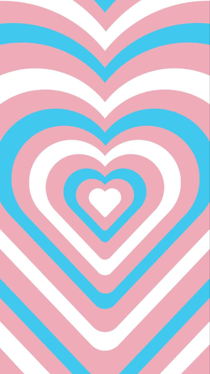 A Pink And Blue Heart Shaped Pattern Wallpaper