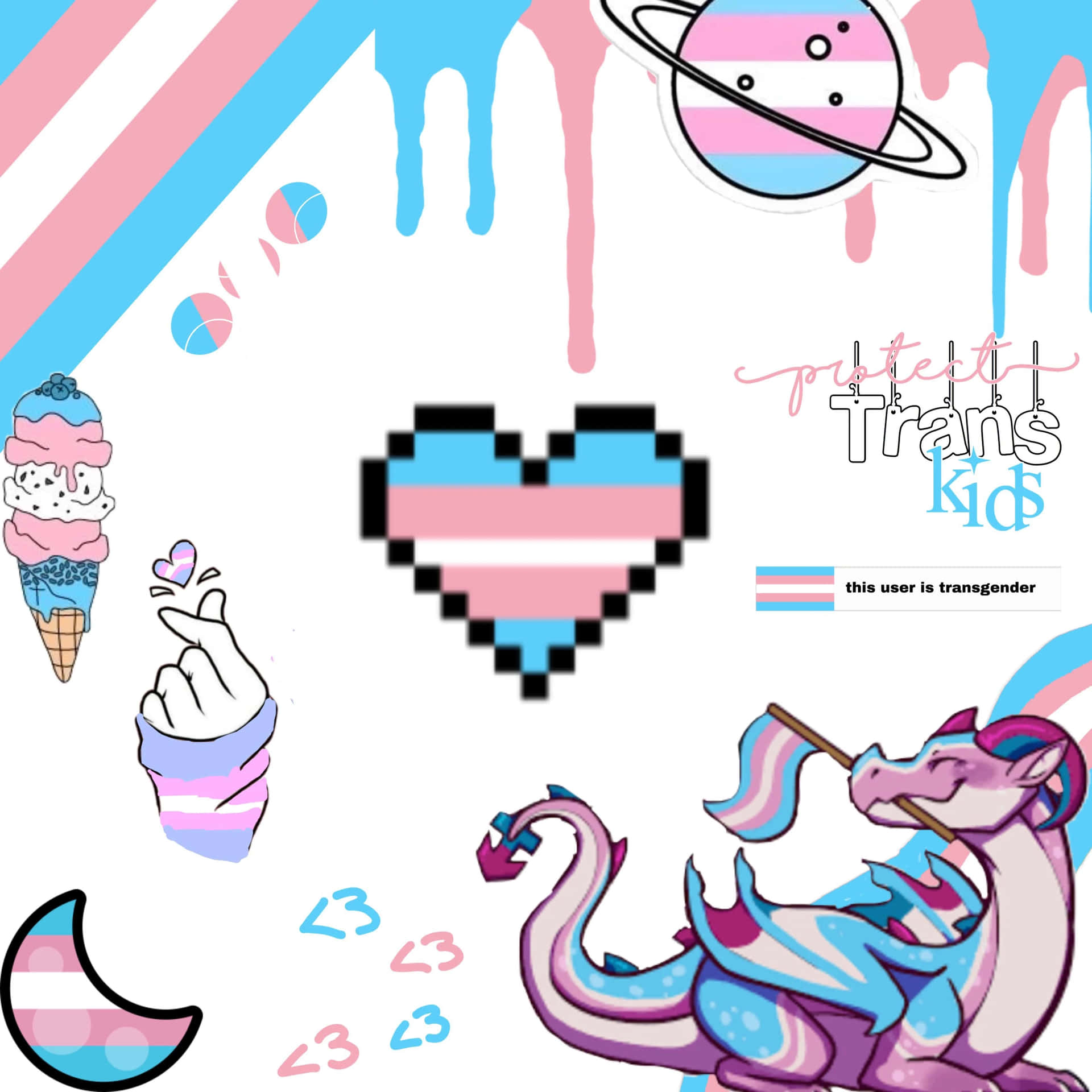 Cute Trans Color Sticker Collage Wallpaper