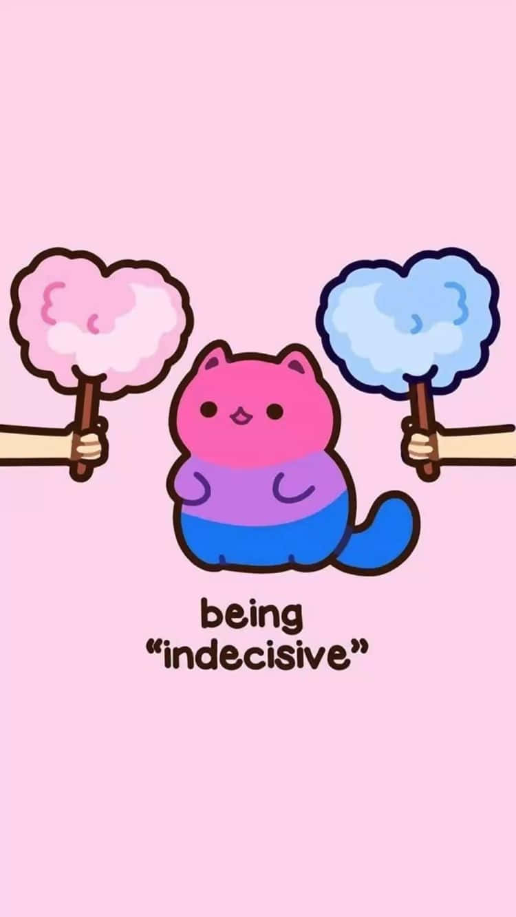 Being Indescisive - A Pink Cat Holding A Pink Candy Wallpaper