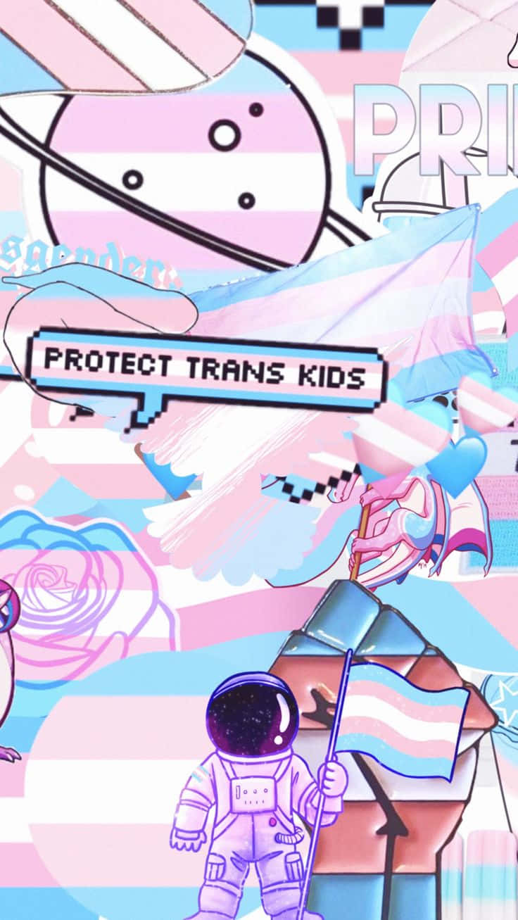 Umpôster Com As Palavras Proteja Crianças Transgênero Para Wallpaper De Computador Ou Celular. Papel de Parede