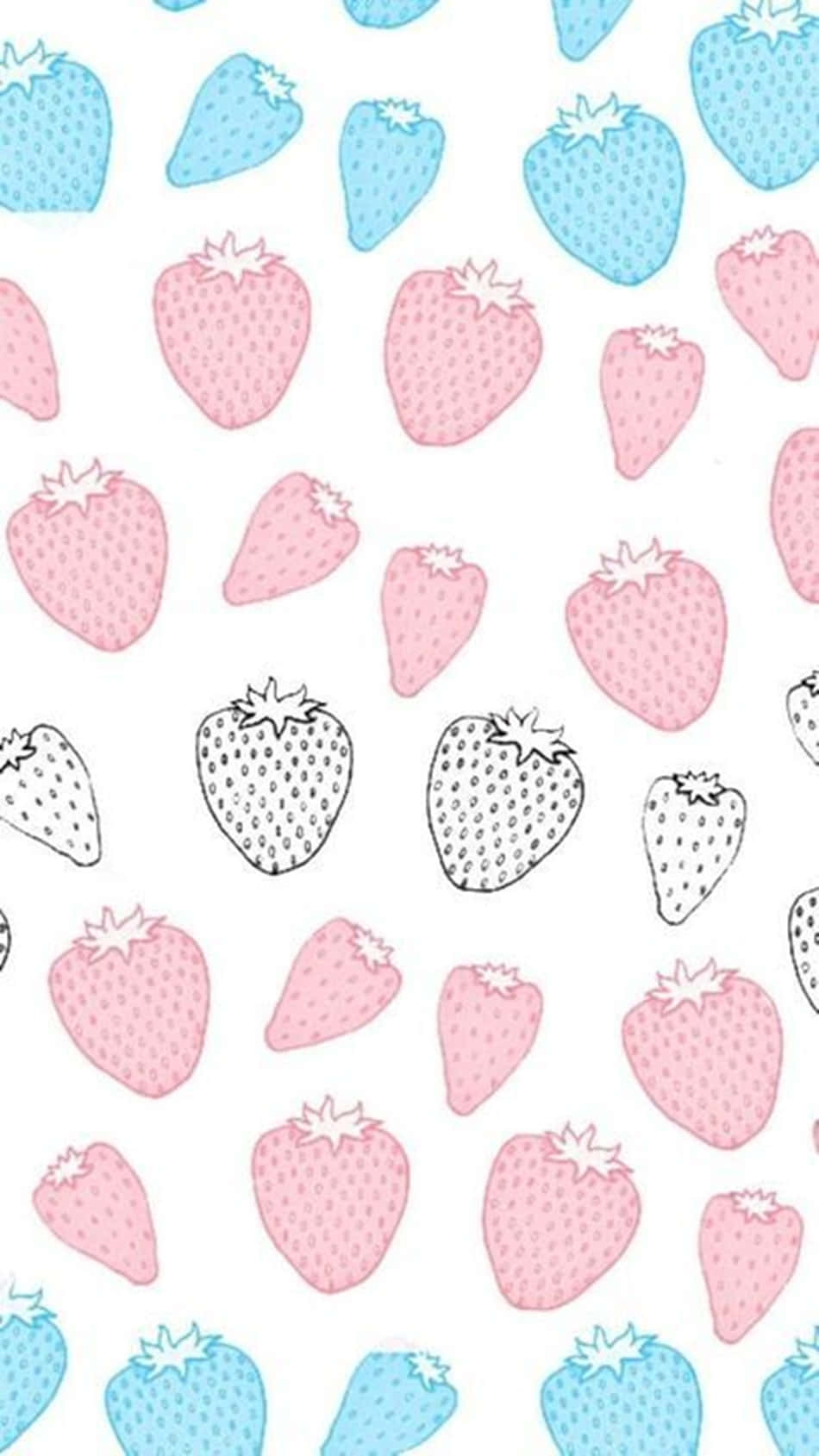 Strawberry Seamless Pattern With Pink And Blue Strawberries Wallpaper