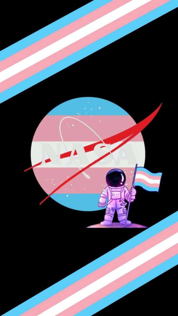 En rumfartsmand med en flag og en rumfærge Wallpaper