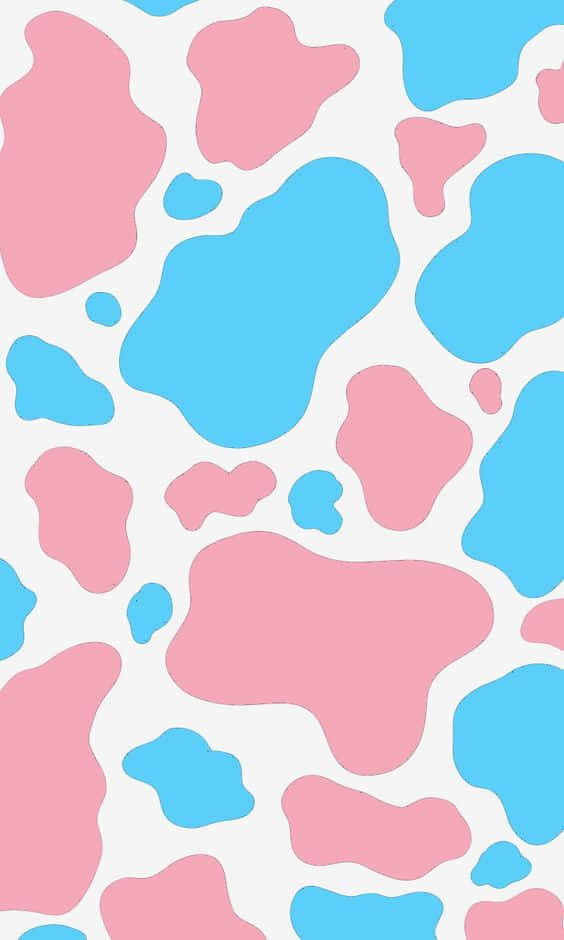 A Pink And Blue Cow Print Pattern Wallpaper