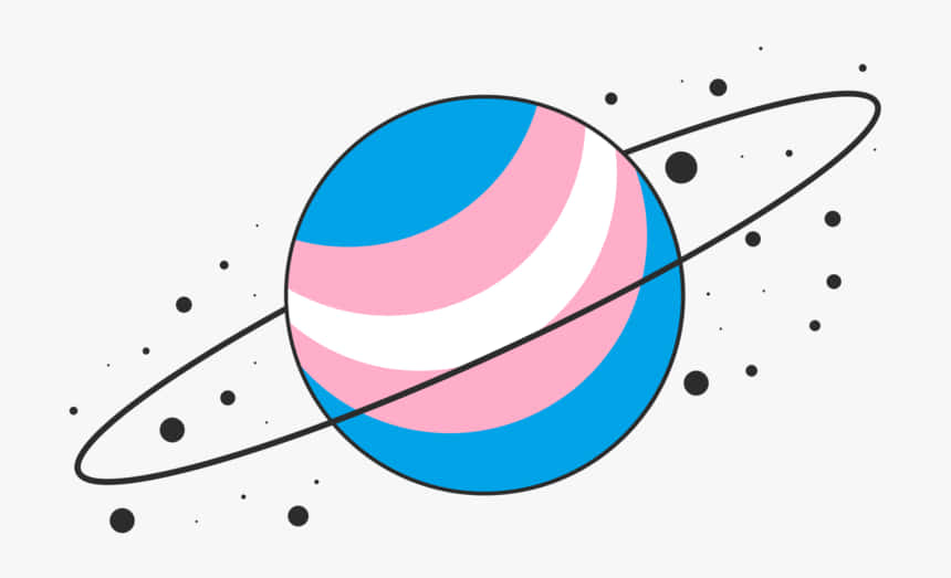 A Pink And Blue Planet With Dots Around It Wallpaper