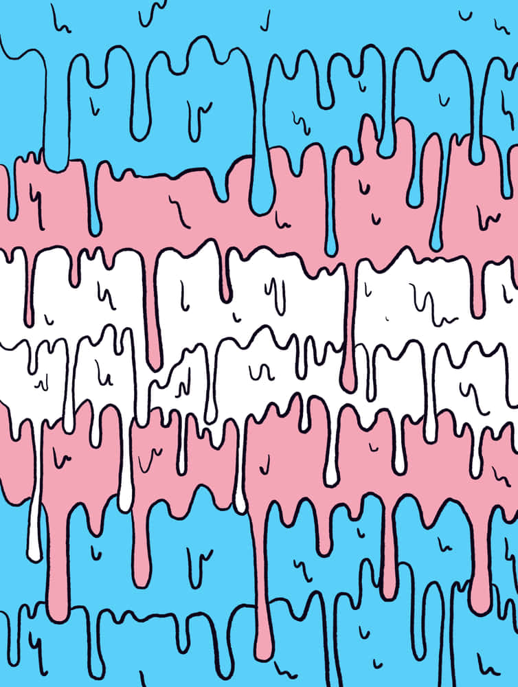 A Drawing Of A Pink And Blue Dripping Pattern Wallpaper