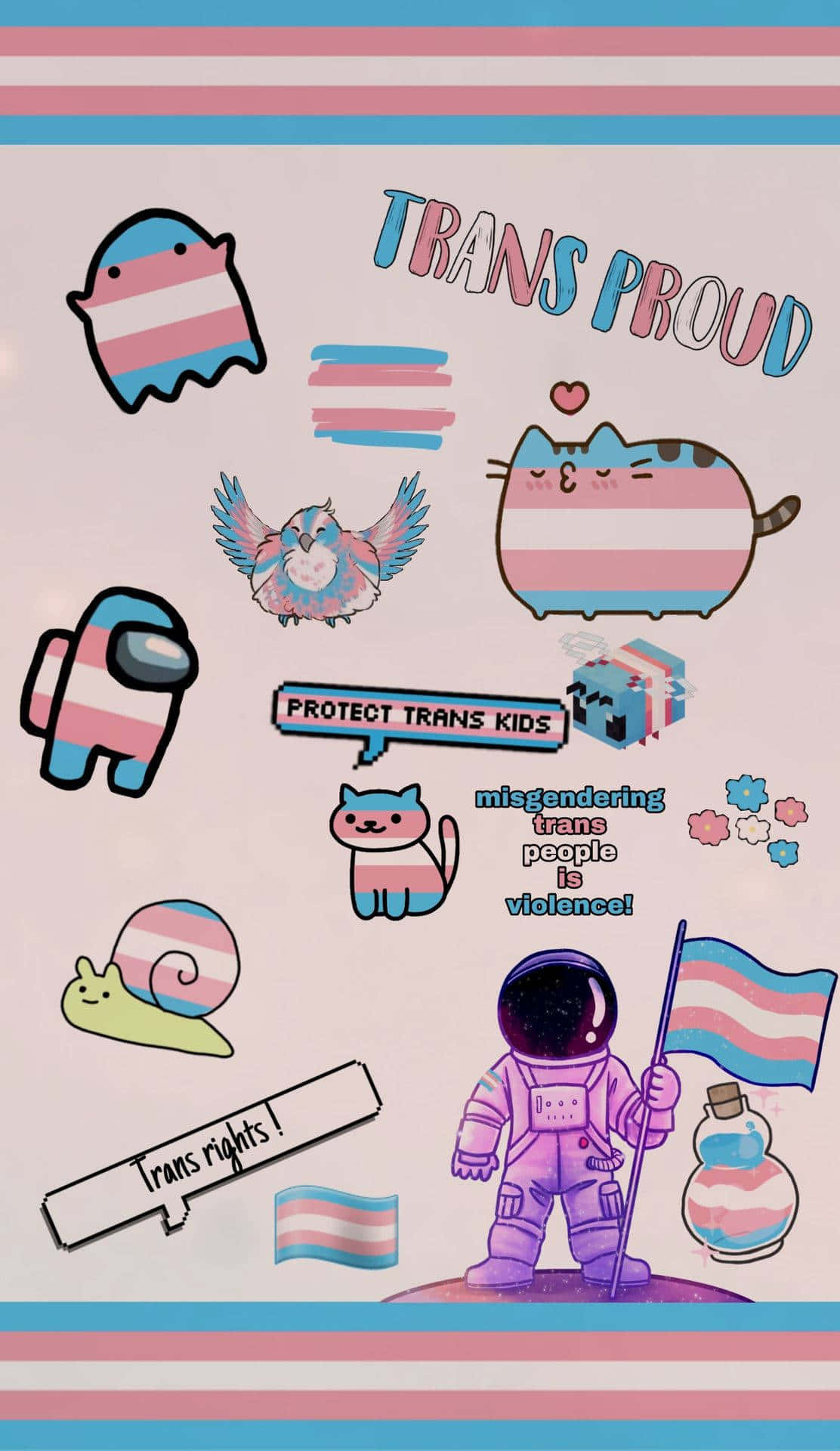 I made a phone wallpaper for my girlfriend who came out as trans to me last  week Its supposed to be a more subtle trans pride flag  rlgbt