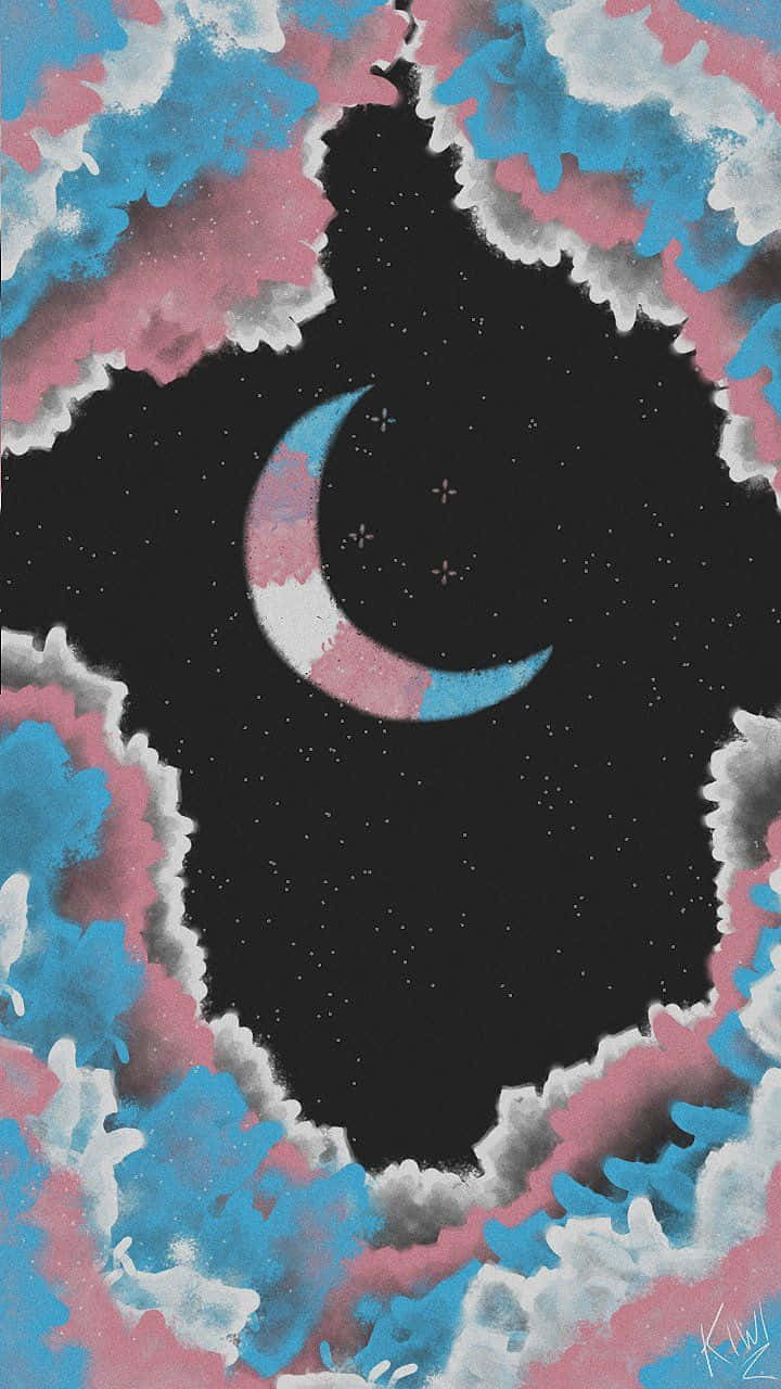 A Painting Of A Crescent In The Sky Wallpaper