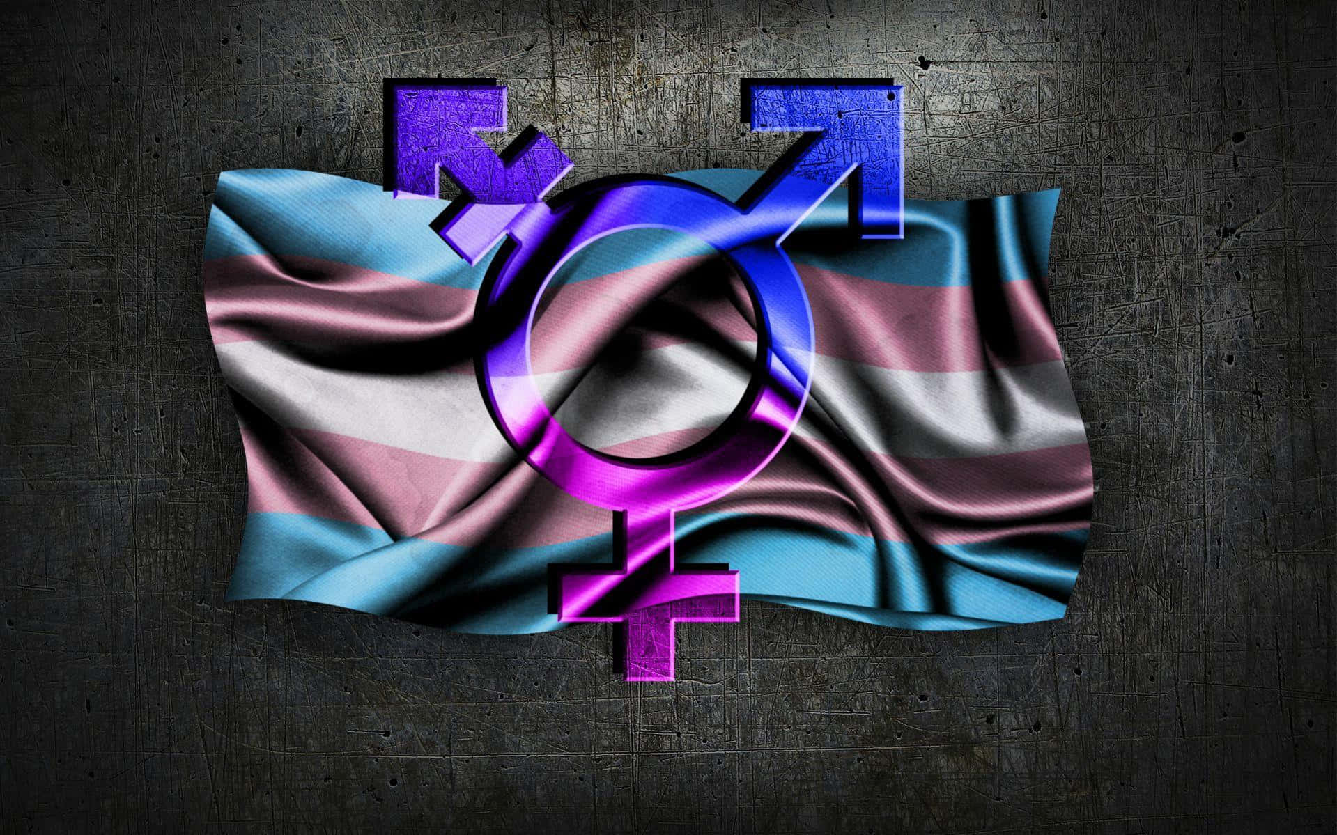 Trans Symbol And Flag In Gray Background Wallpaper