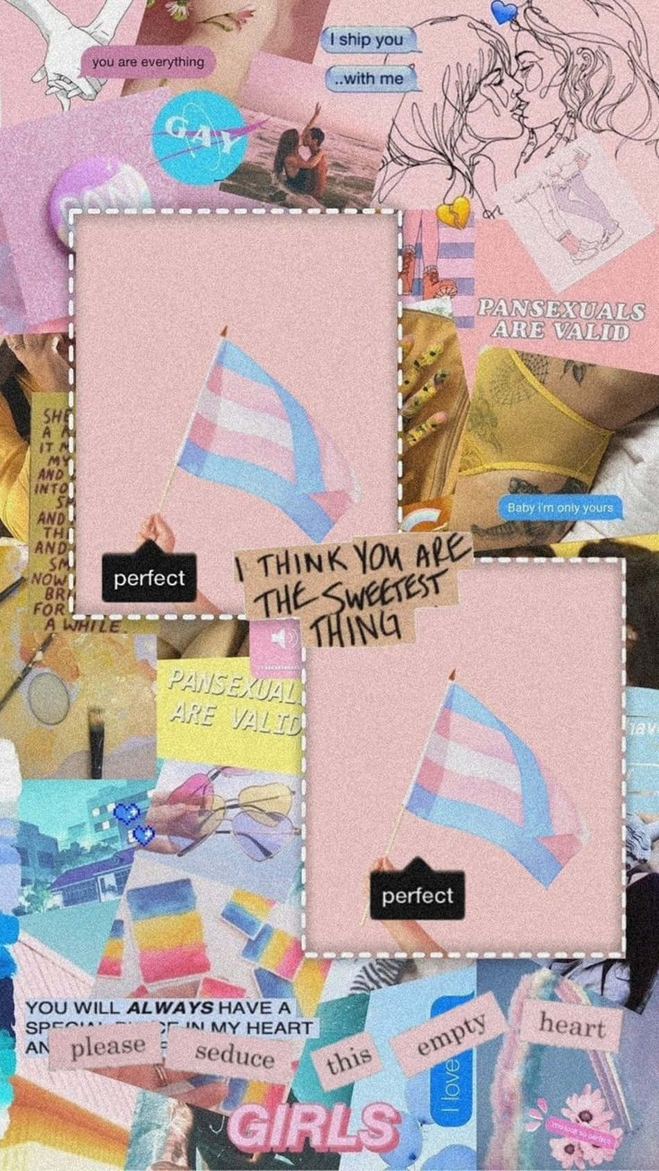 Rosa Æstetisk Trans og LGBT Collage Tapet Wallpaper