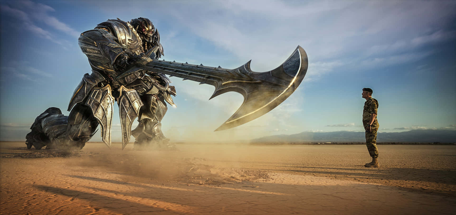 A stunning shot of a robotic warrior from the Transformers franchise.