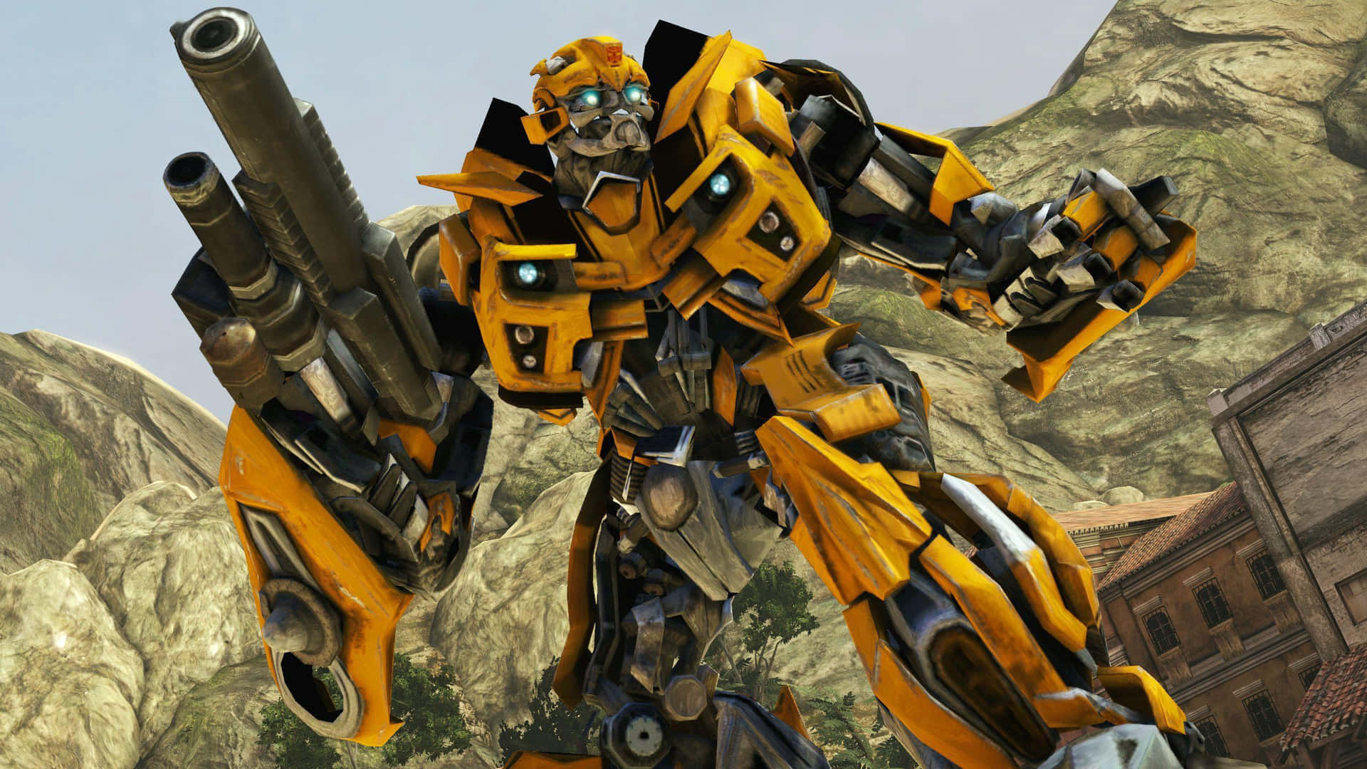 Transformersbumblebee Con Armas Masivas. Fondo de pantalla