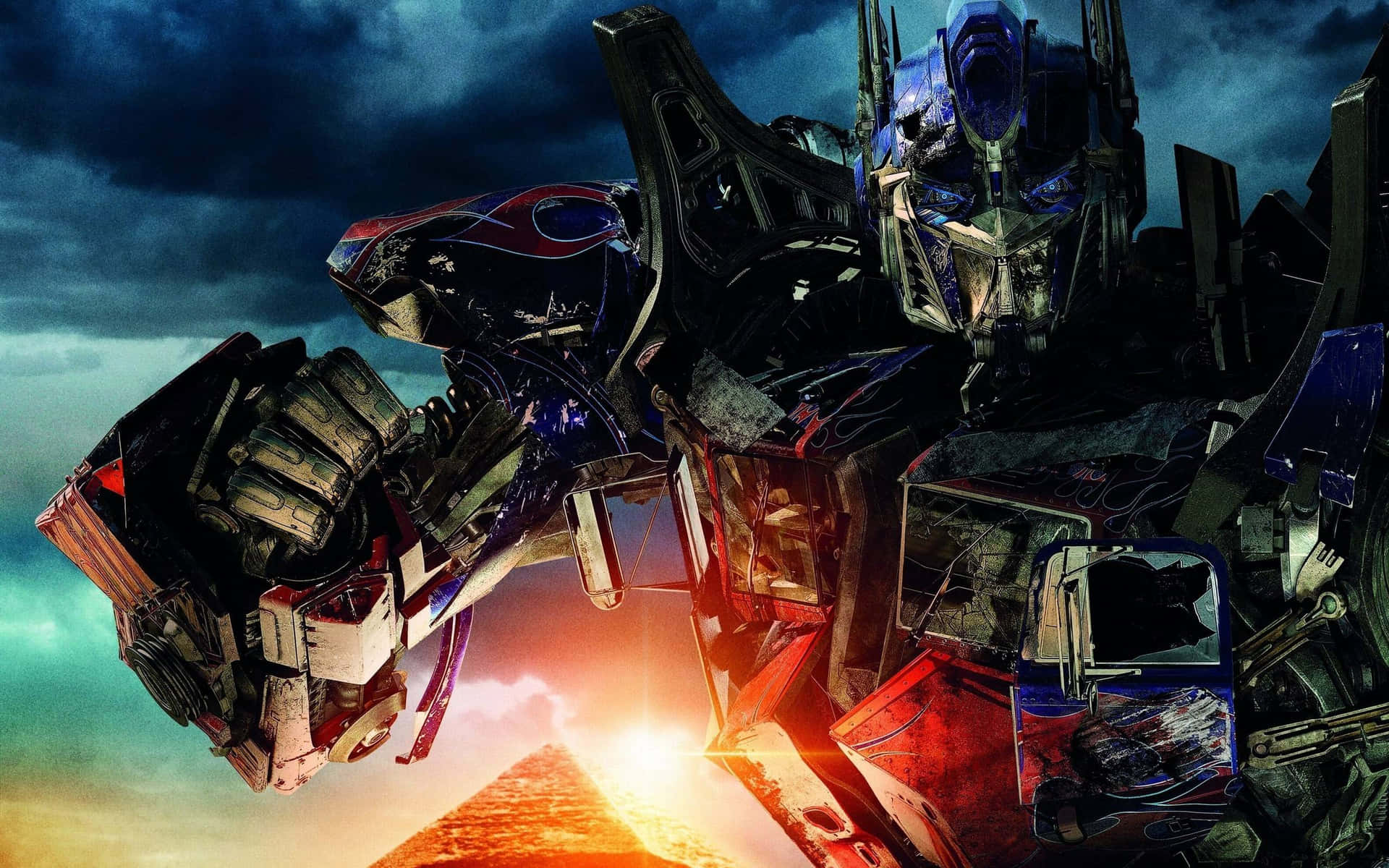 Optimus Prime, leader of the Autobots, standing proud and ready for battle