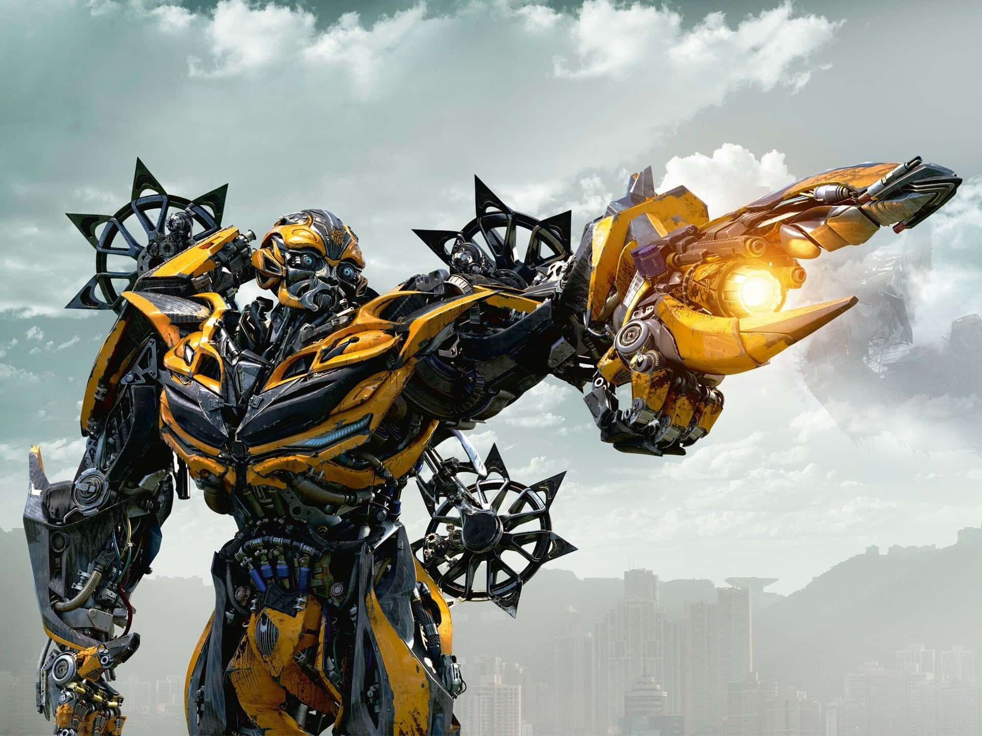 'Powerful allies: Optimus Prime and Bumblebee team up to protect Earth in Transformers.'