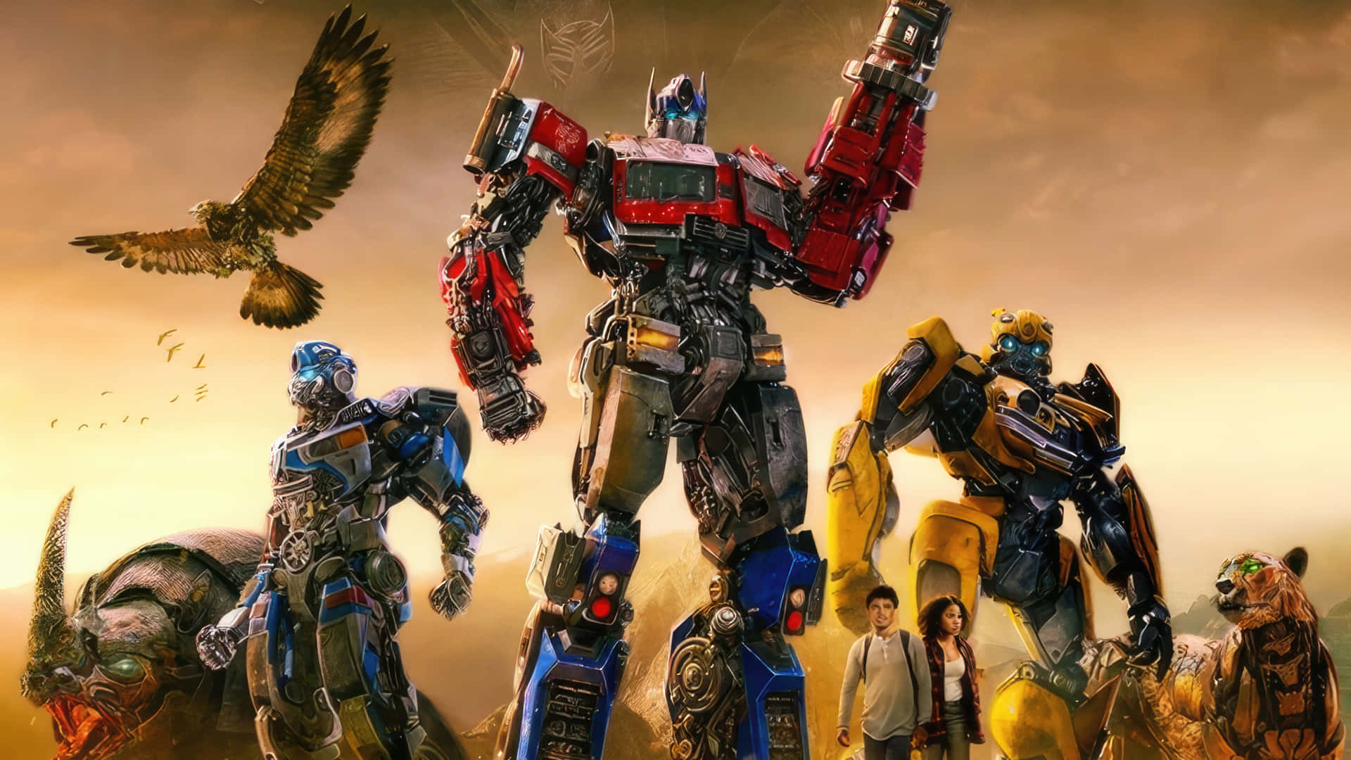 Transformers Rise Of The Beasts Group Promo Wallpaper
