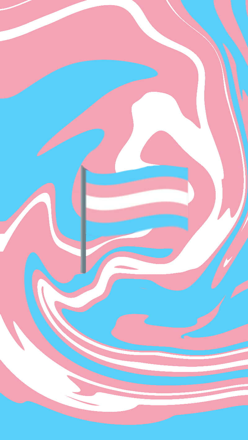 En pink og blå flag med et cirkulært led af swirls Wallpaper