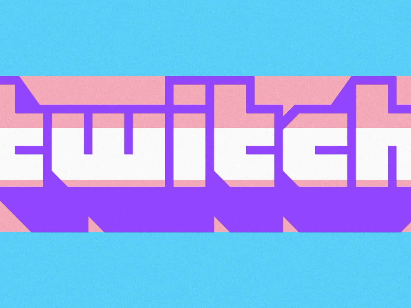 En pink og lilla Twitch-logo på en blå baggrund Wallpaper