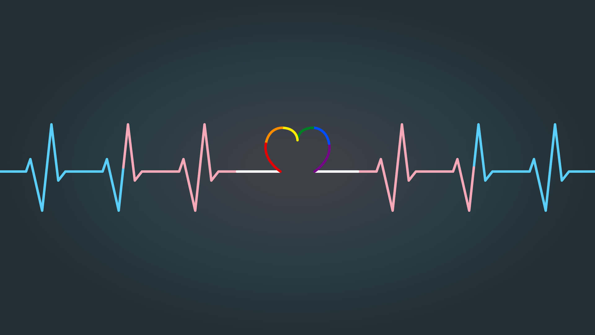 Heartbeat With Rainbow Heart Symbol Wallpaper