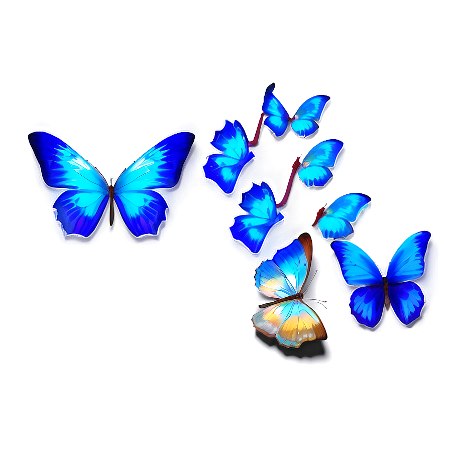 Transparent Blue Butterflies Png Ybt18 PNG