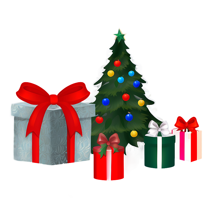 Transparent Christmas Tree With Presents Png 05262024 PNG