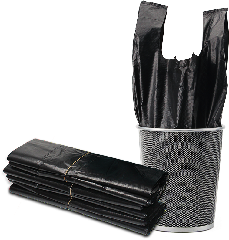 Trash Binwith Black Bagand Extra Bags PNG