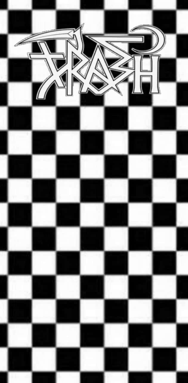 A Black And White Checkered Pattern With The Word Rash Wallpaper