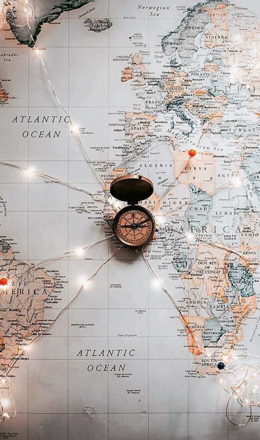 Travel Aesthetic Phone Compass Wallpaper