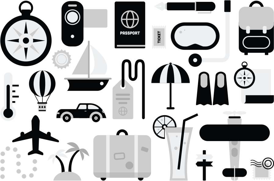 Travel Icons Set Vector Illustration PNG