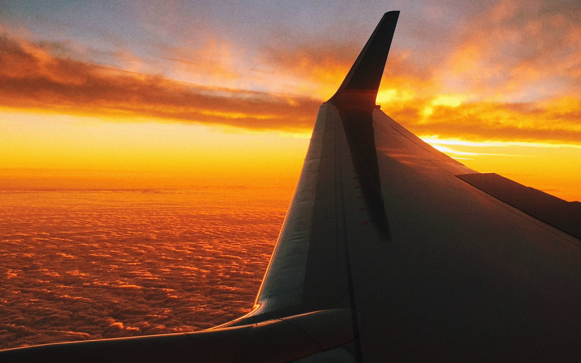 Airplane Wing Sunset Travel Laptop Wallpaper