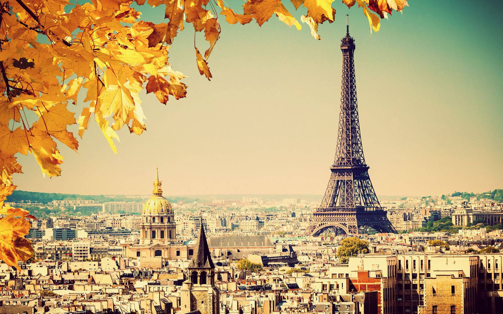 Parísen Otoño Con La Torre Eiffel. Fondo de pantalla