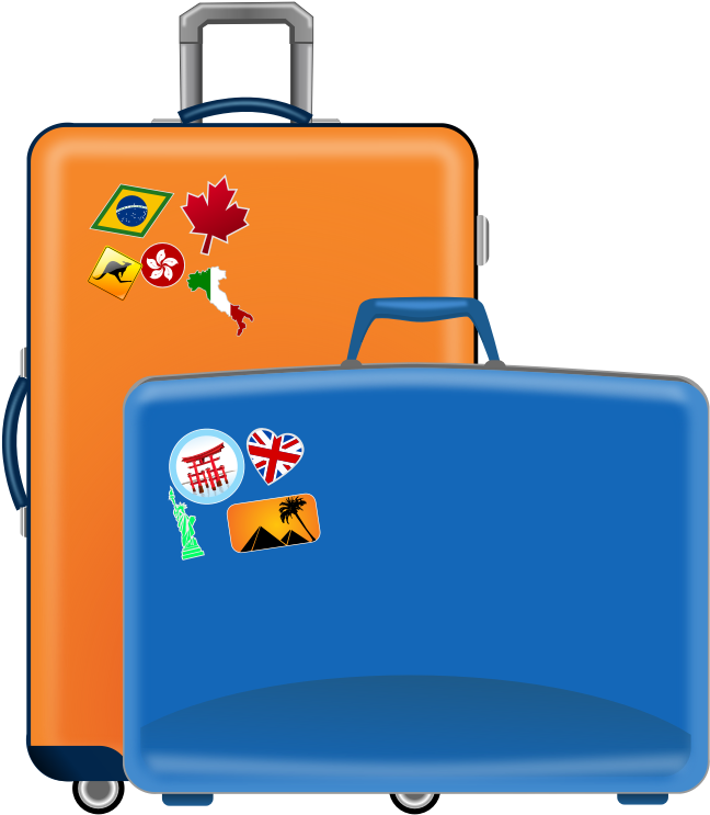 Travel Luggage With Stickers PNG