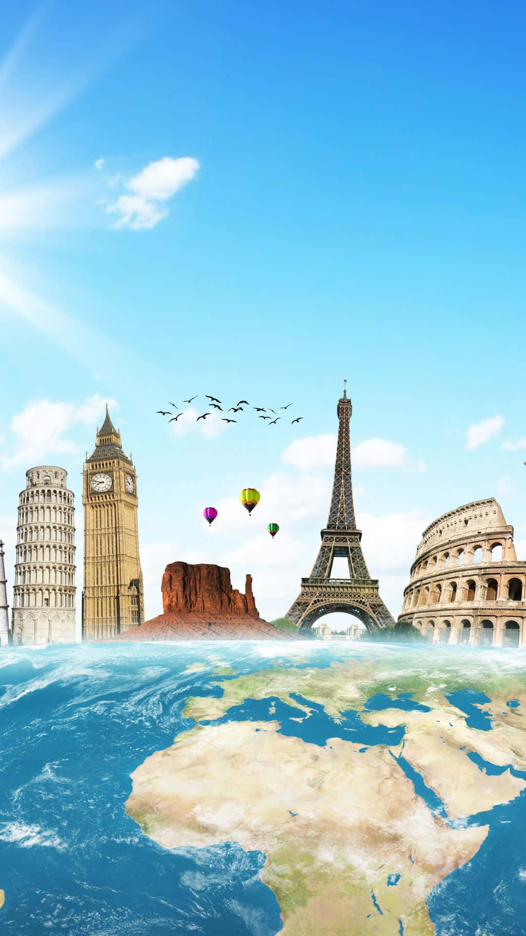 Iconosde Los Lugares Emblemáticos De Europa Para Tu Teléfono De Viajes. Fondo de pantalla