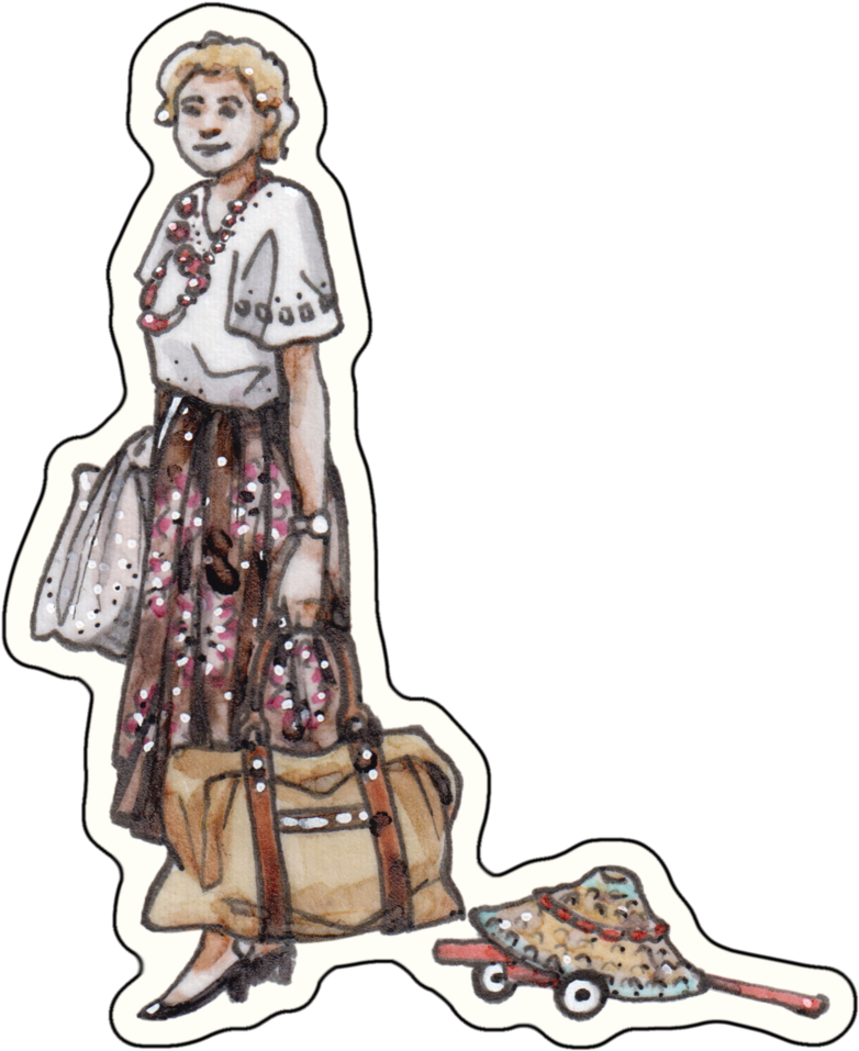Traveling Grandma Illustration PNG