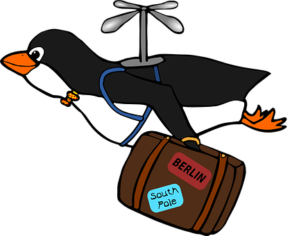 Traveling Penguin Illustration PNG