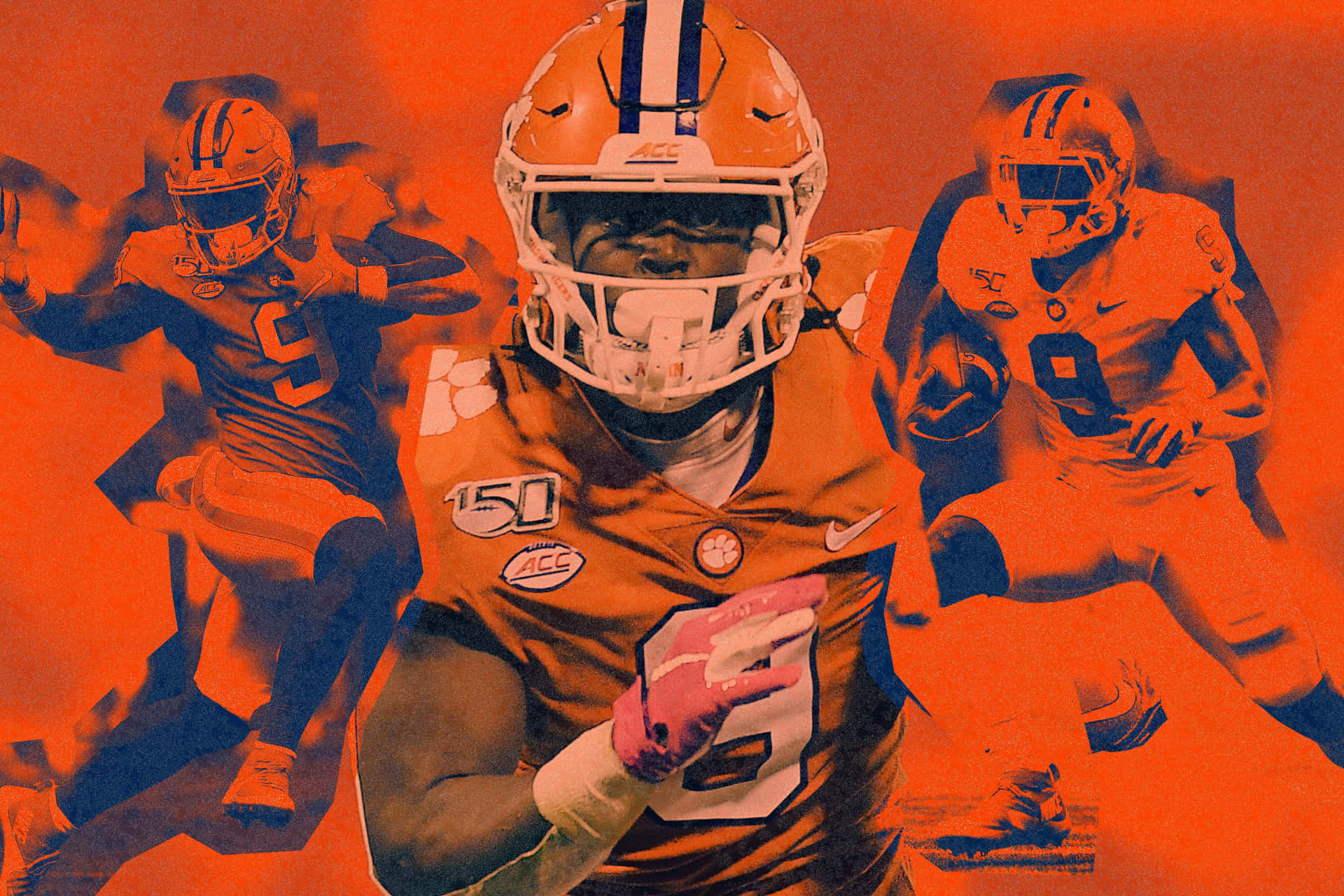 Travis Etienne Clemson Football Collage Wallpaper