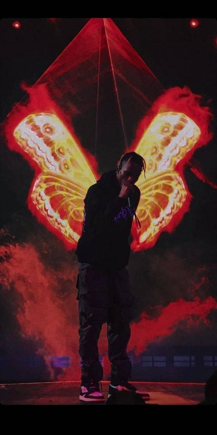 Glowing Butterfly And Travis Scott Aesthetic Wallpaper