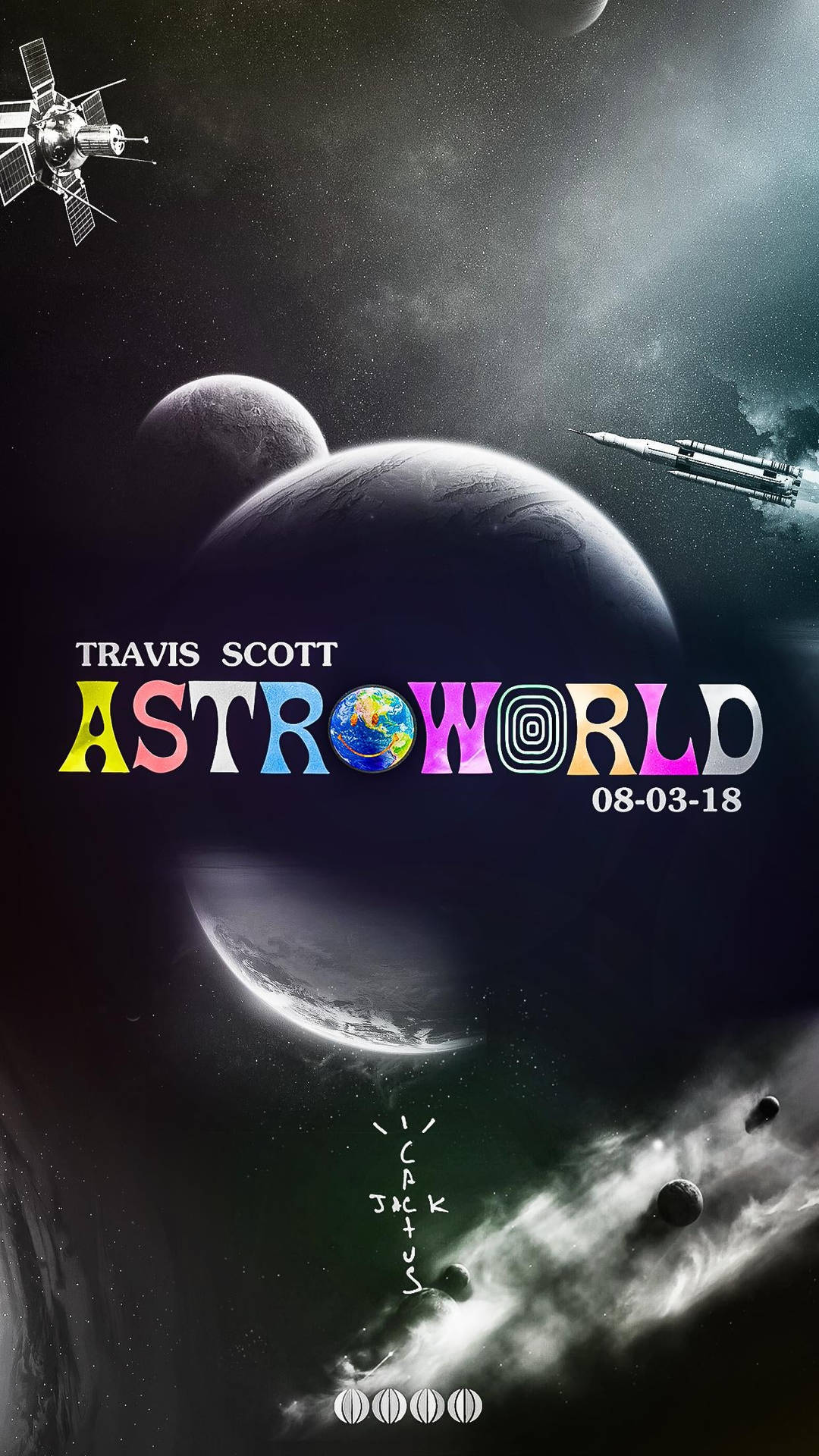 Travis Scott Astroworld Med Två Planeter Wallpaper