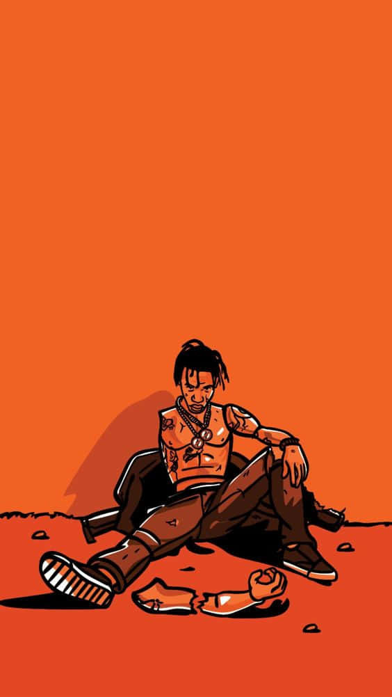 En mand sidder på jorden med et kniv. Wallpaper
