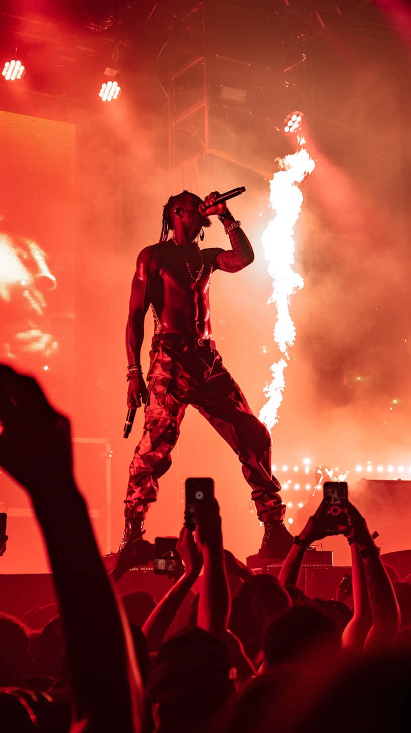 Travis Scott Optreden Vuur Achtergrond Achtergrond