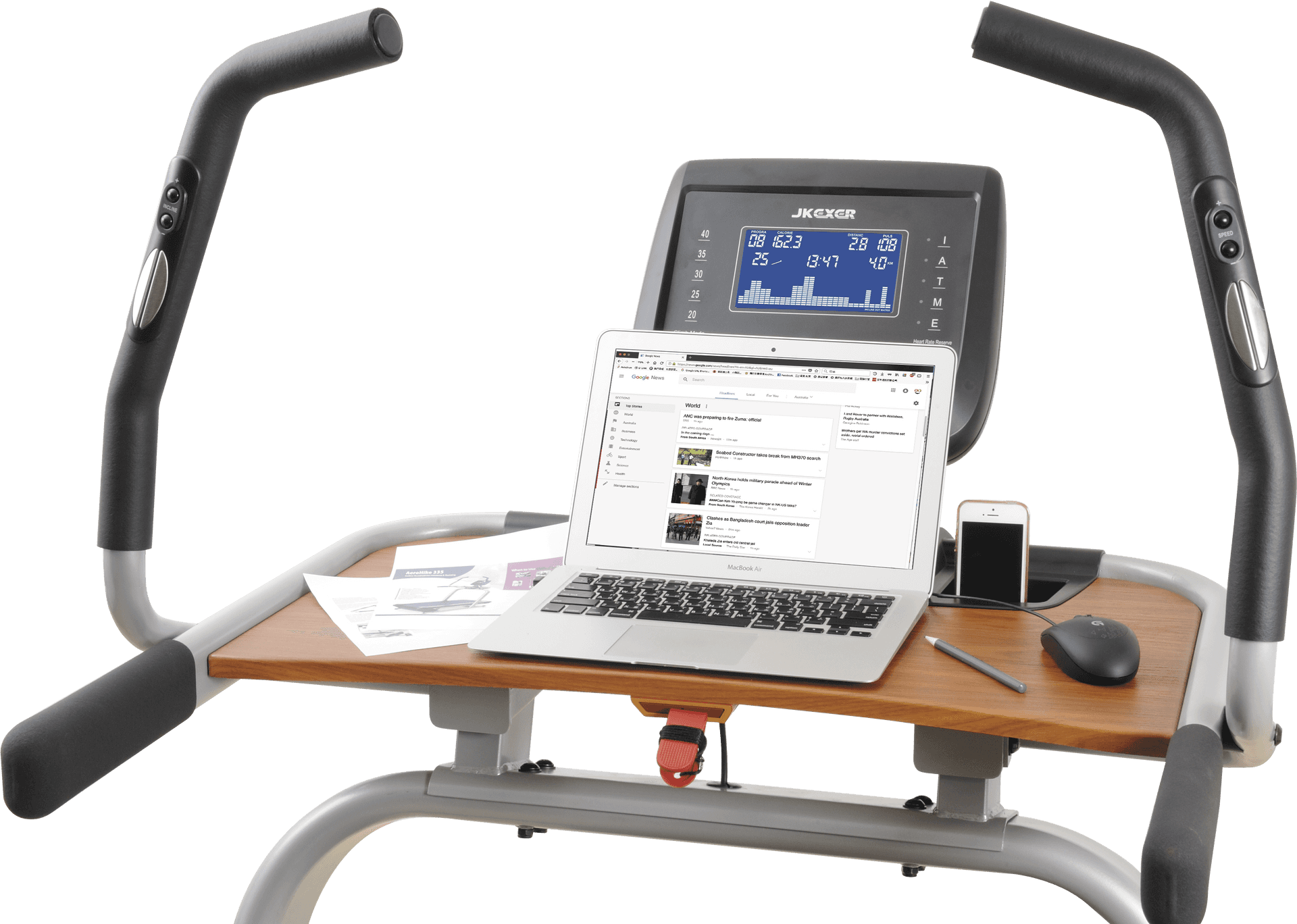 Treadmill Desk Setupwith Electronics PNG