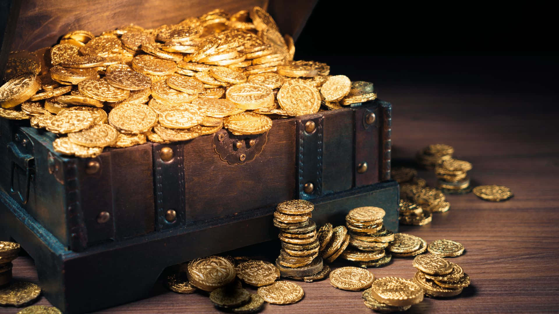 Treasure Chest Fullof Gold Coins Wallpaper