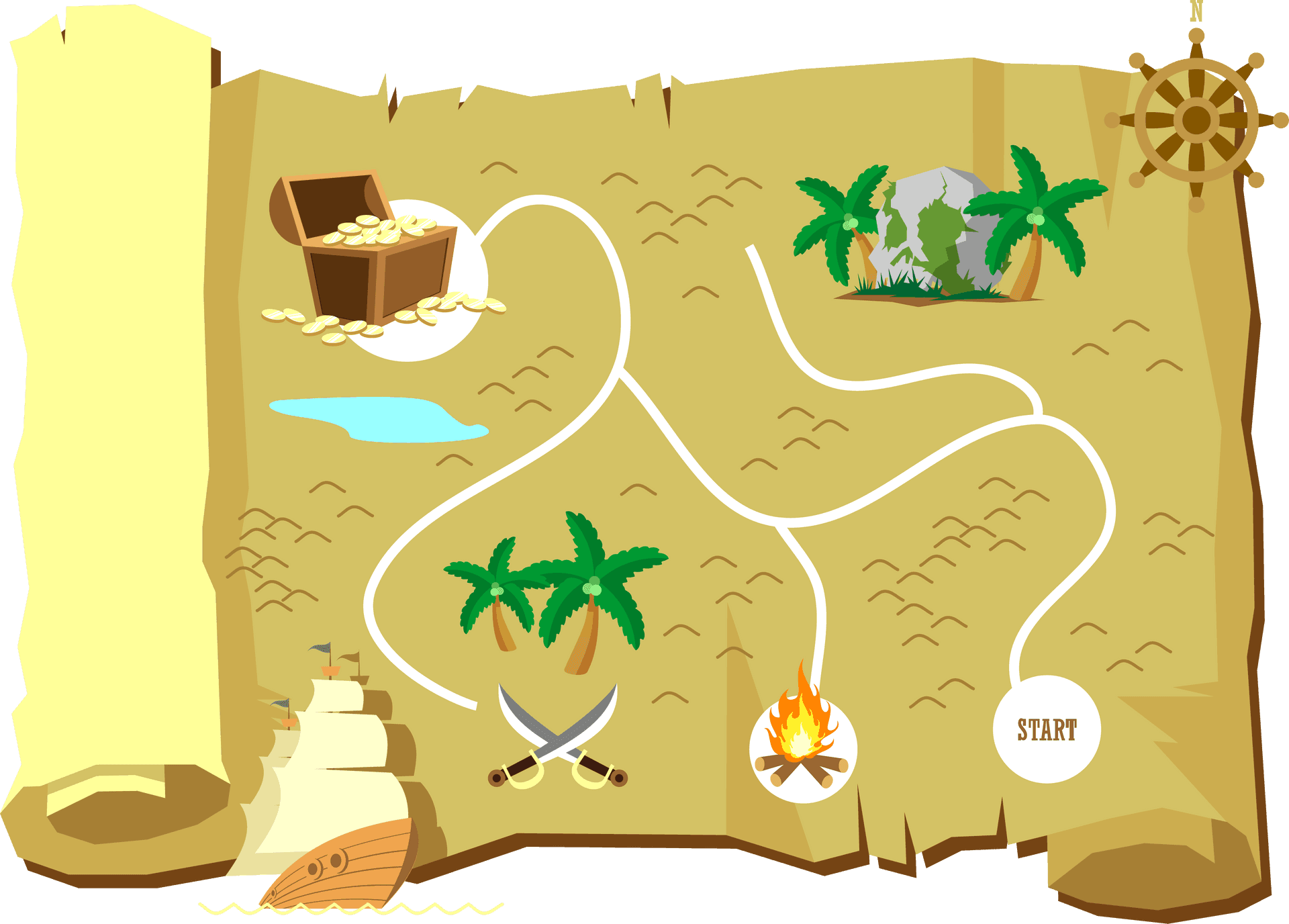 Treasure Map Island Adventure PNG