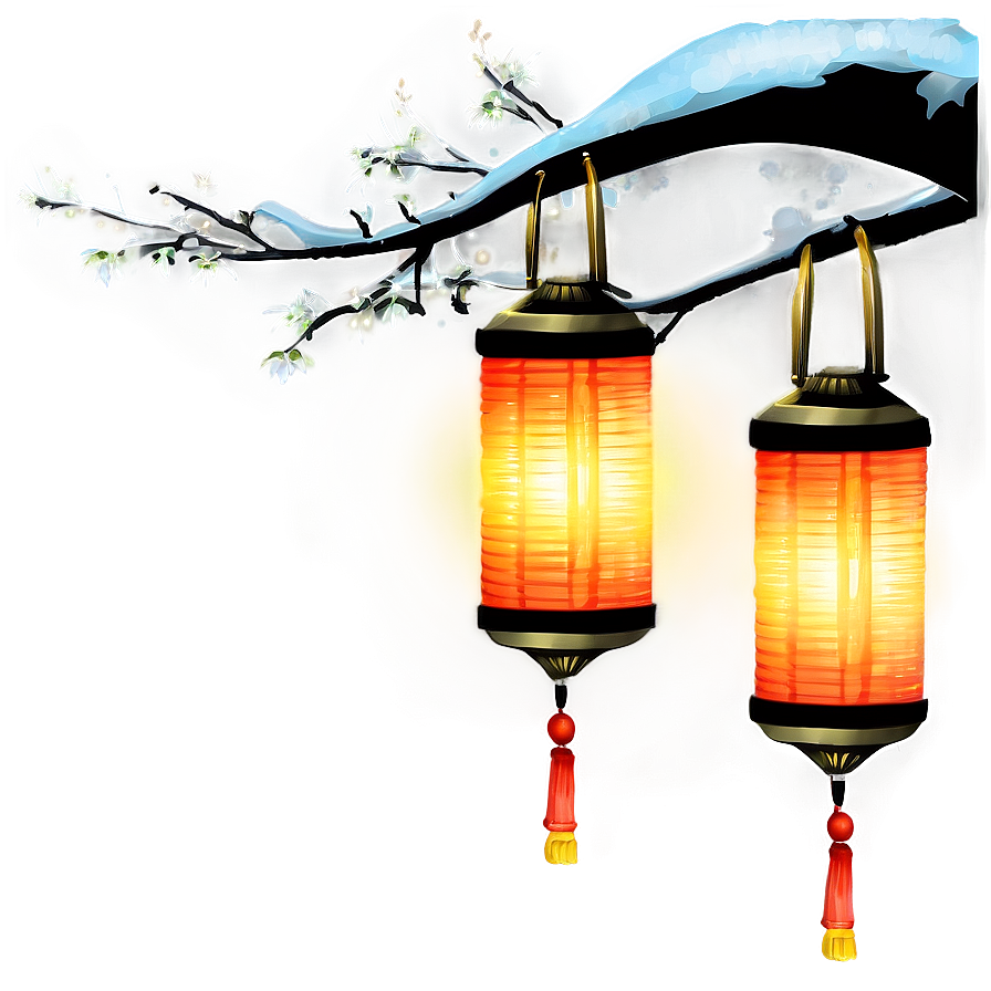 Tree Branch With Lanterns Png Low PNG